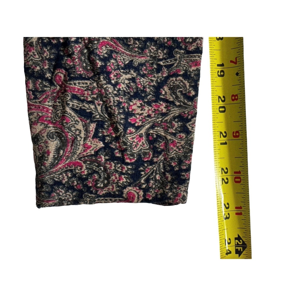 Lucky Brand Womens XL Paisley Print Boho Peasant Blouse Navy Pink Long Sleeve - Picture 8 of 12